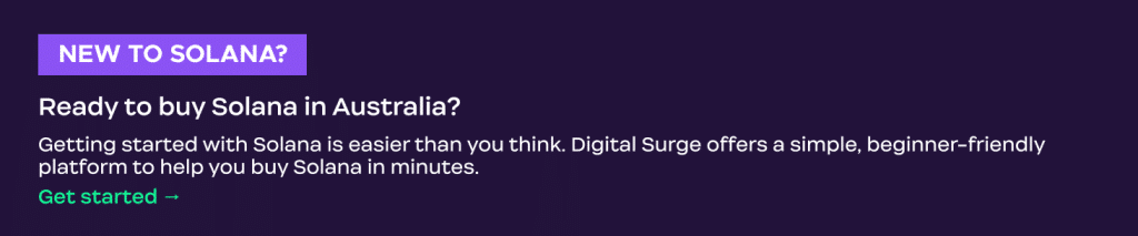 Beginner guide banner for buying Solana (SOL) in Australia with Digital Surge crypto exchange